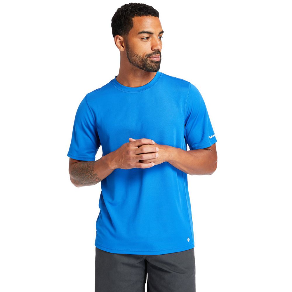 Camisetas Timberland Hombre Pro® Wicking Good Short-Sleeve Azules - Chile VEF-219543